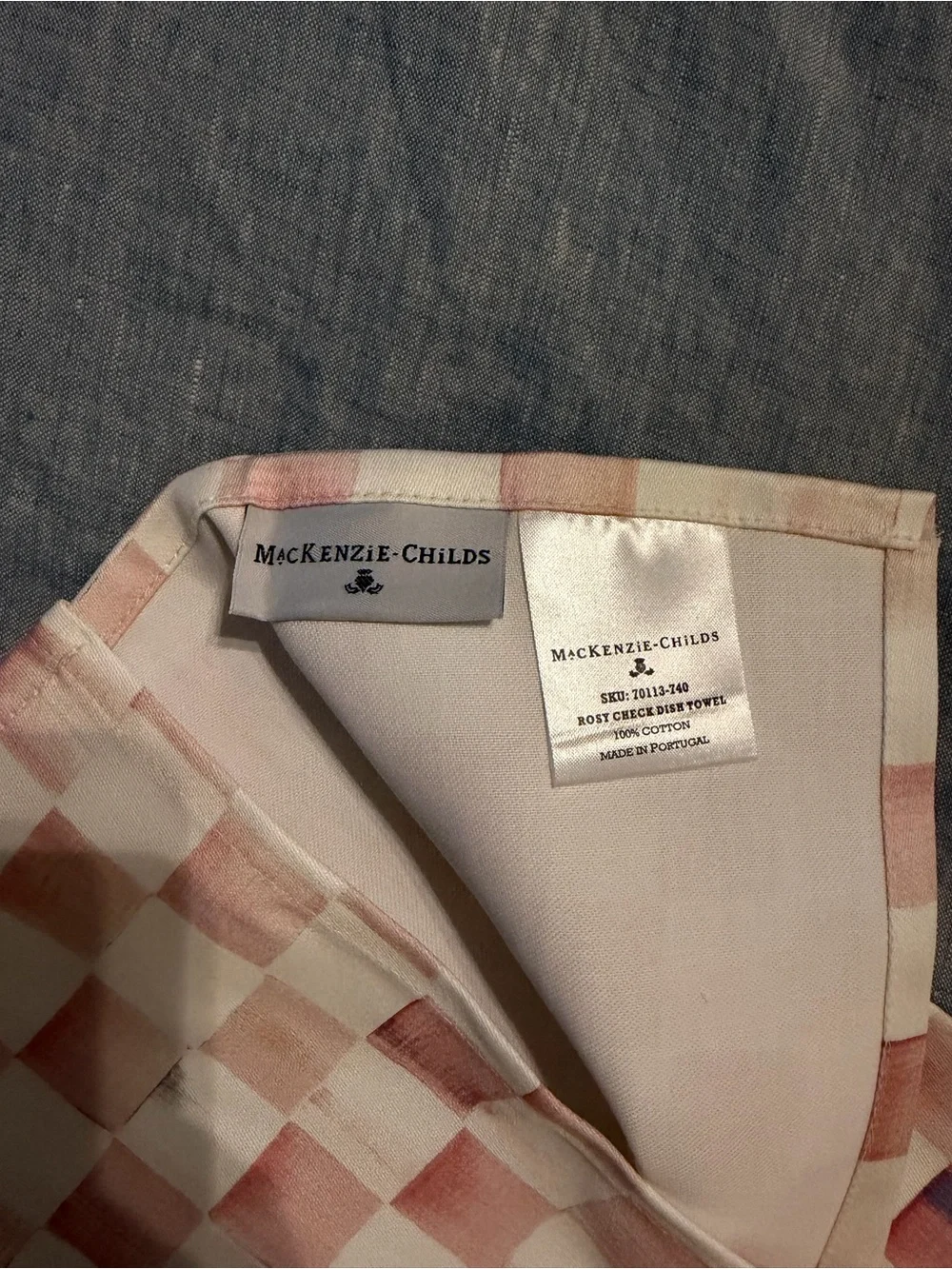 MacKenzie-Childs Pink Check Tea Towel